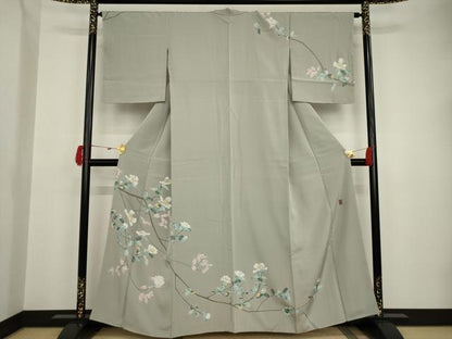 平和屋着物●京加賀糸目友禅作家 山崎巌 訪問着 枝花文 正絹 逸品 未使用 AAAT2260ck