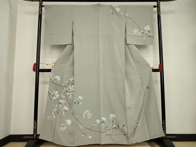 平和屋着物●京加賀糸目友禅作家 山崎巌 訪問着 枝花文 正絹 逸品 未使用 AAAT2260ck