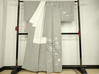 平和屋着物●京加賀糸目友禅作家 山崎巌 訪問着 枝花文 正絹 逸品 未使用 AAAT2260ck