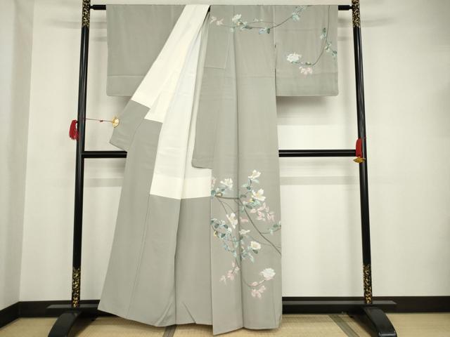平和屋着物●京加賀糸目友禅作家 山崎巌 訪問着 枝花文 正絹 逸品 未使用 AAAT2260ck