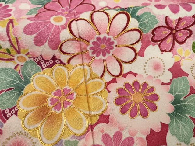 平和屋着物●豪華振袖 駒刺繍 流水舞花文 暈し染 銀通し地 正絹 逸品 AAAT2275ck