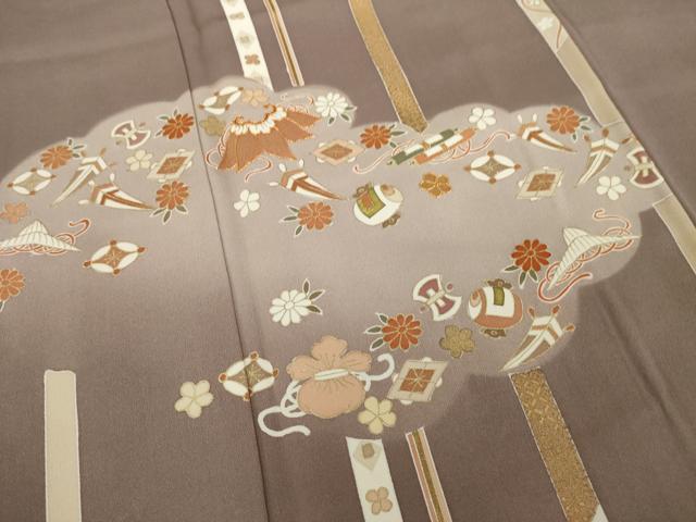 平和屋着物●訪問着 駒刺繍 宝づくし 金彩 正絹 逸品 AAAT2300ck