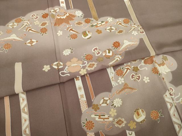 平和屋着物●訪問着 駒刺繍 宝づくし 金彩 正絹 逸品 AAAT2300ck