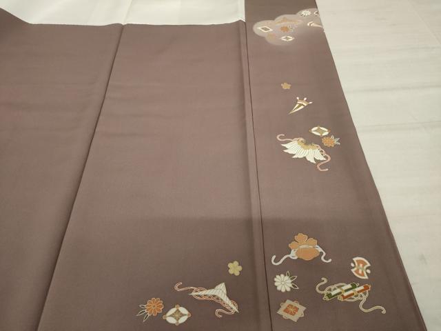 平和屋着物●訪問着 駒刺繍 宝づくし 金彩 正絹 逸品 AAAT2300ck