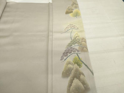 平和屋着物●訪問着　友禅　遠山樹林風景文　金糸　正絹　逸品　未使用　AAAT2305ck