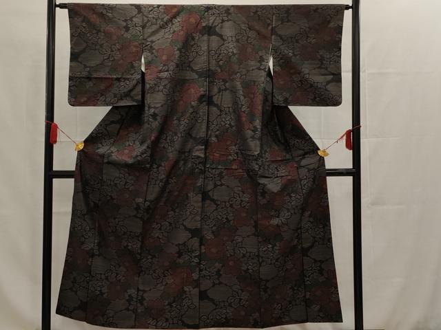 平和屋着物□本場大島紬 椿 正絹 逸品 AAAT2383dt