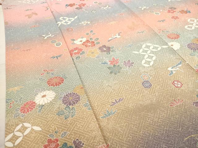 平和屋着物□訪問着 草花文 暈し染め 金彩 やまと誂製 正絹