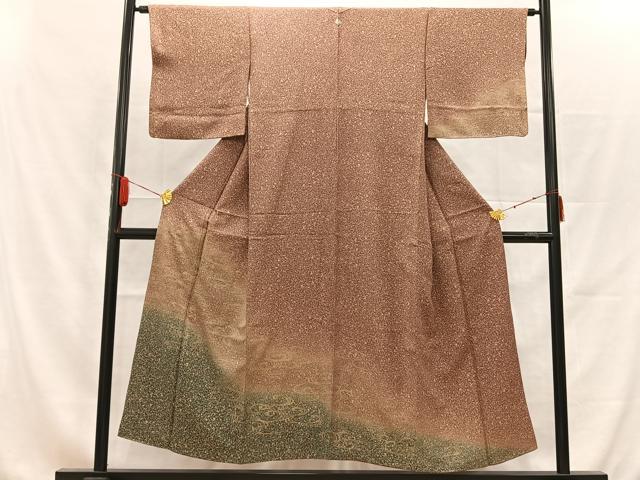 未使用・着物●訪問着「網目花文」暈し染め金彩の正絹　逸品 平和屋着物□訪問着 刺繍 扇面花文 暈し染め 金糸 金彩 正絹
