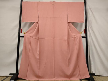 平和屋着物●上質な色無地　紋意匠　薄紅色　正絹　逸品　AAAT2660st