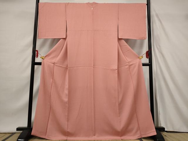 平和屋着物●上質な色無地　紋意匠　薄紅色　正絹　逸品　AAAT2660st