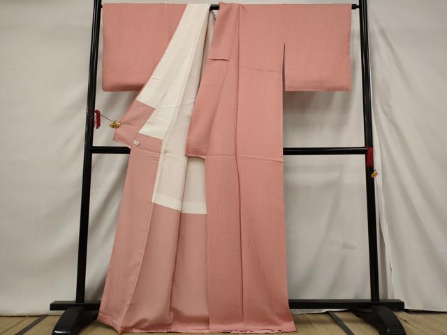 平和屋着物●上質な色無地　紋意匠　薄紅色　正絹　逸品　AAAT2660st