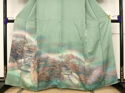 平和屋着物●染織界の匠　村松祥三　色留袖　手描き　東大寺　二月堂参道　暈し染め　金彩　正絹　逸品　AAAT3007np