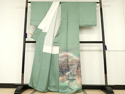 平和屋着物●染織界の匠　村松祥三　色留袖　手描き　東大寺　二月堂参道　暈し染め　金彩　正絹　逸品　AAAT3007np