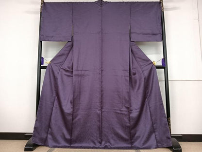 平和屋着物●上質な色無地　花七宝地紋　濃鼠色　正絹　逸品　未使用　AAAT3019np