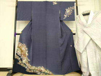 平和屋着物●越後十日町の一流染匠 桐屋・翠山工房 訪問着 長襦袢セット（無双仕立て）絞り 辻が花 暈し染め 金彩 正絹 逸品 AAAT3031np