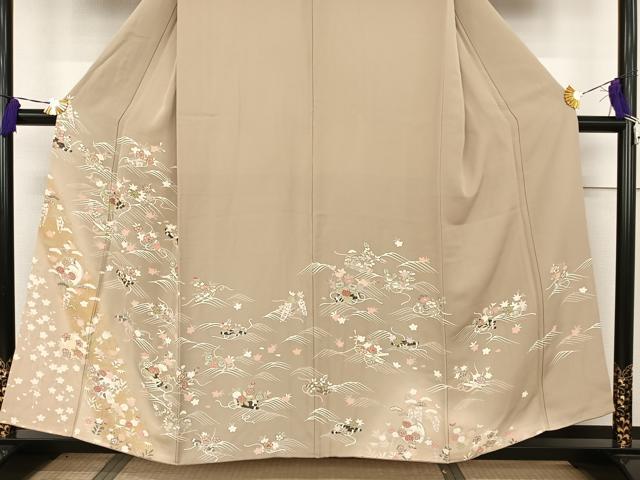 平和屋着物●創業460年・千總　訪問着　駒刺繍　花筏　金糸　金彩　西武百貨店扱い　正絹　逸品　AAAT3040np