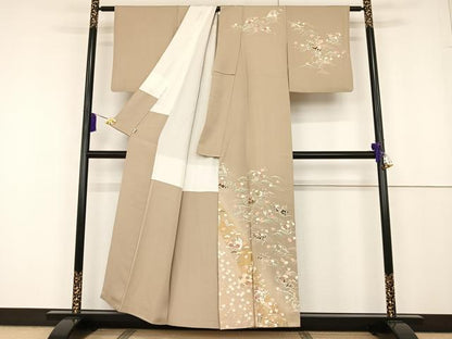 平和屋着物●創業460年・千總　訪問着　駒刺繍　花筏　金糸　金彩　西武百貨店扱い　正絹　逸品　AAAT3040np