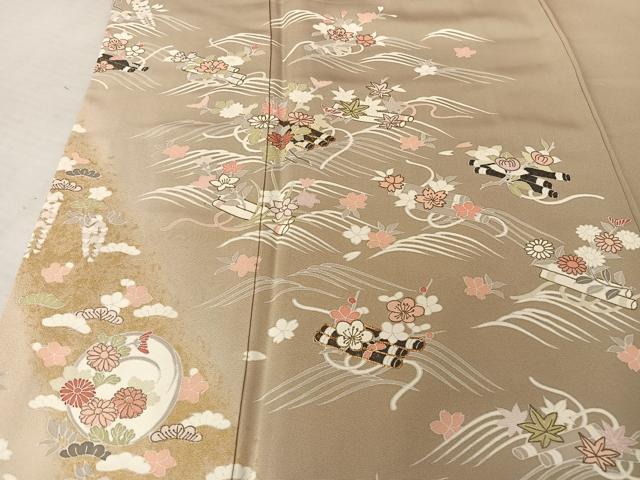 平和屋着物●創業460年・千總　訪問着　駒刺繍　花筏　金糸　金彩　西武百貨店扱い　正絹　逸品　AAAT3040np