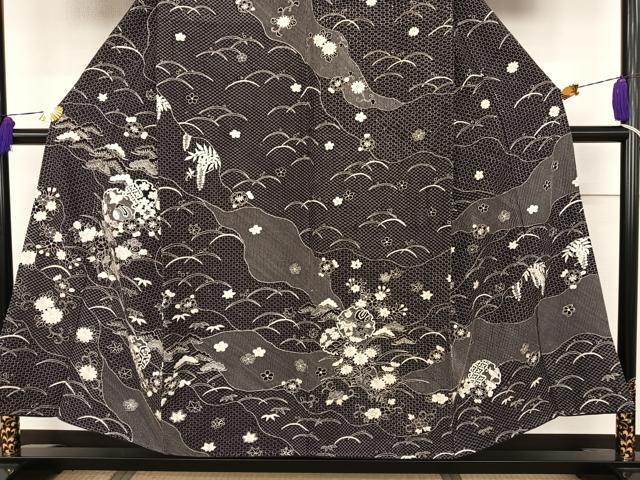 平和屋着物●総刺繍　訪問着　中国三大刺繍　汕頭刺繍　スワトウ刺繍　雪輪吉祥草花文　正絹　逸品　AAAT3056np