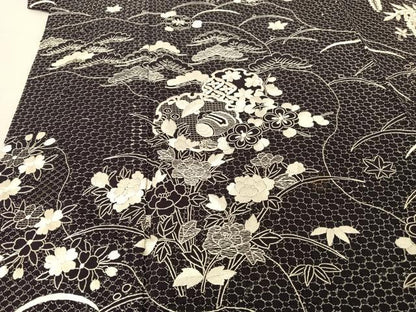 平和屋着物●総刺繍　訪問着　中国三大刺繍　汕頭刺繍　スワトウ刺繍　雪輪吉祥草花文　正絹　逸品　AAAT3056np