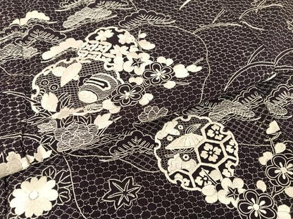 平和屋着物●総刺繍　訪問着　中国三大刺繍　汕頭刺繍　スワトウ刺繍　雪輪吉祥草花文　正絹　逸品　AAAT3056np