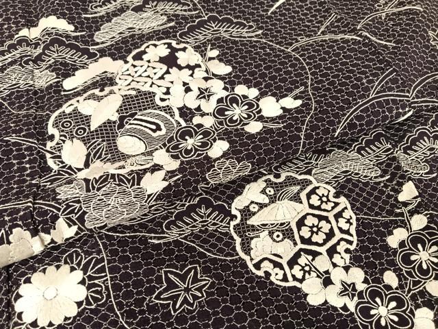 平和屋着物●総刺繍　訪問着　中国三大刺繍　汕頭刺繍　スワトウ刺繍　雪輪吉祥草花文　正絹　逸品　AAAT3056np