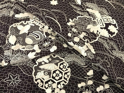 平和屋着物●総刺繍　訪問着　中国三大刺繍　汕頭刺繍　スワトウ刺繍　雪輪吉祥草花文　正絹　逸品　AAAT3056np