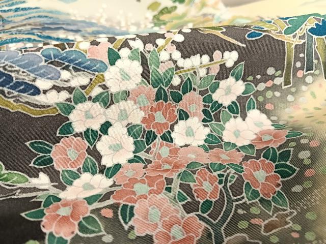 平和屋着物●京加賀友禅 松本健一 黒留袖 風景松文 暈し染め 正絹 逸品 AAAT3059np