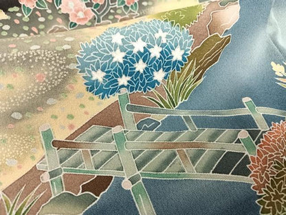 平和屋着物●京加賀友禅 松本健一 黒留袖 風景松文 暈し染め 正絹 逸品 AAAT3059np