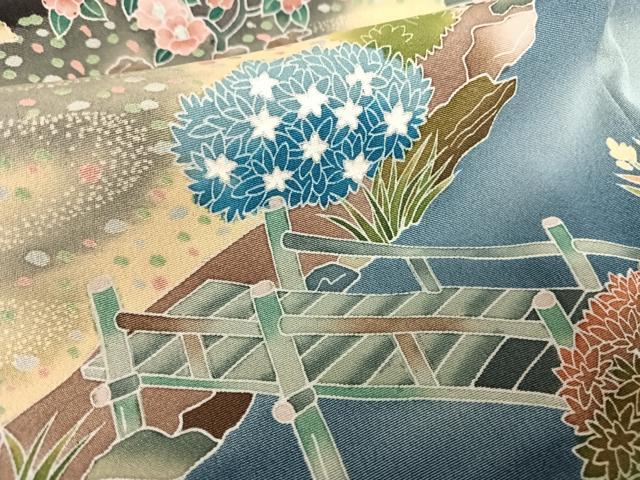 平和屋着物●京加賀友禅 松本健一 黒留袖 風景松文 暈し染め 正絹 逸品 AAAT3059np