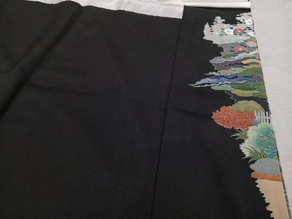 平和屋着物●京加賀友禅 松本健一 黒留袖 風景松文 暈し染め 正絹 逸品 AAAT3059np