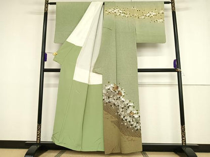 平和屋着物●中島博司 訪問着 桐 箔散らし 暈し染め 金彩 正絹 逸品 AAAT3060np