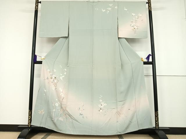 平和屋着物●訪問着 作家物 枝花文 暈し染め 正絹 逸品 AAAT3094np