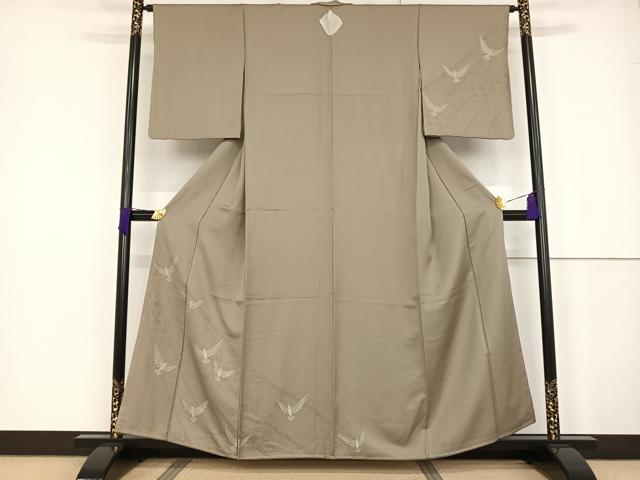 平和屋着物●染色作家 斉藤三才 訪問着 寿光織 三才鳥 銀糸 正絹 逸品 AAAT3097np