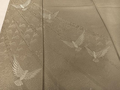 平和屋着物●染色作家 斉藤三才 訪問着 寿光織 三才鳥 銀糸 正絹 逸品 AAAT3097np