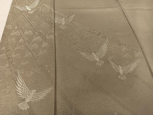 平和屋着物●染色作家 斉藤三才 訪問着 寿光織 三才鳥 銀糸 正絹 逸品 AAAT3097np
