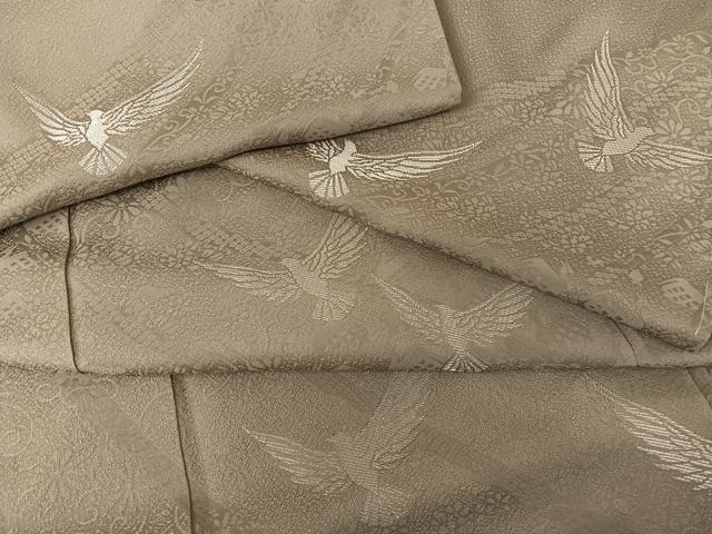 平和屋着物●染色作家 斉藤三才 訪問着 寿光織 三才鳥 銀糸 正絹 逸品 AAAT3097np