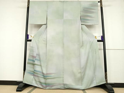 平和屋着物●染色作家 斉藤三才 訪問着 霞文 暈し染め 正絹 逸品 AAAT3100np