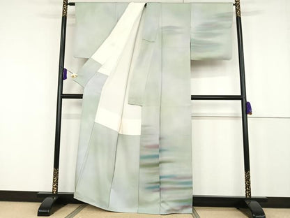 平和屋着物●染色作家 斉藤三才 訪問着 霞文 暈し染め 正絹 逸品 AAAT3100np