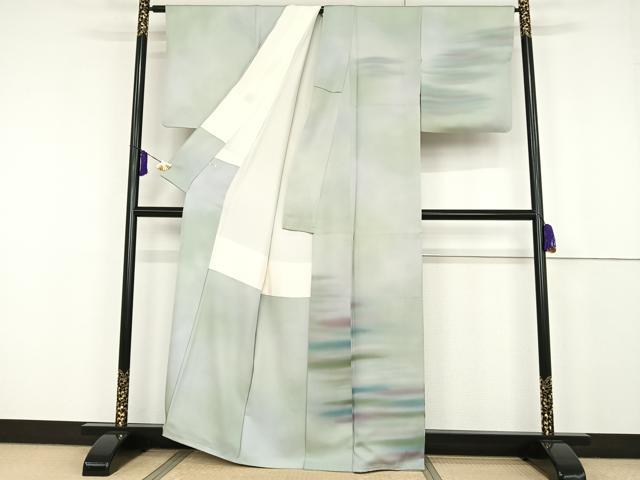 平和屋着物●染色作家 斉藤三才 訪問着 霞文 暈し染め 正絹 逸品 AAAT3100np