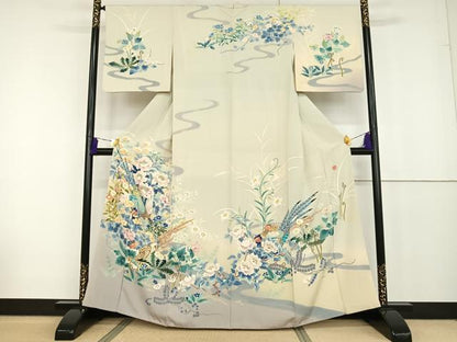 平和屋着物●本加賀友禅作家 松本基之 訪問着 花鳥文 暈し染め 正絹 逸品 AAAT3122np