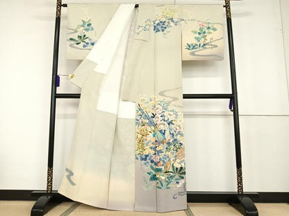 平和屋着物●本加賀友禅作家 松本基之 訪問着 花鳥文 暈し染め 正絹 逸品 AAAT3122np