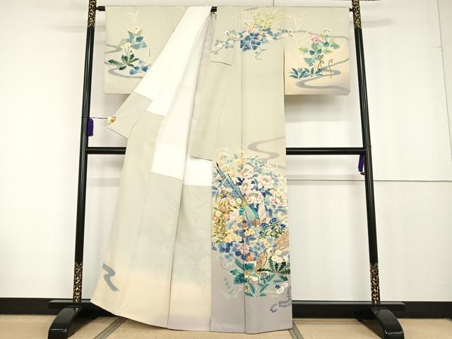 平和屋着物●本加賀友禅作家 松本基之 訪問着 花鳥文 暈し染め 正絹 逸品 AAAT3122np