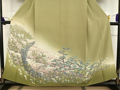 平和屋着物●本加賀友禅作家　前川哲　色留袖　飛鶴松文　暈し染め　正絹　逸品　AAAT3123np