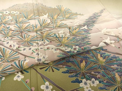 平和屋着物●本加賀友禅作家　前川哲　色留袖　飛鶴松文　暈し染め　正絹　逸品　AAAT3123np