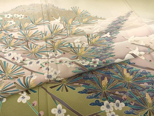 平和屋着物●本加賀友禅作家　前川哲　色留袖　飛鶴松文　暈し染め　正絹　逸品　AAAT3123np