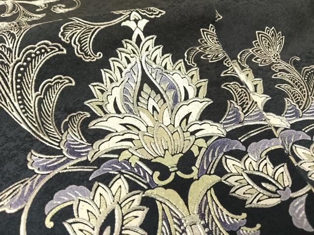 平和屋着物●金彩友禅　卓越技能者・名工・和田光正　訪問着　更紗花文　暈し染め　黒地　金銀彩　正絹　逸品　AAAT3132np