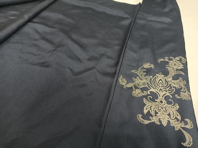平和屋着物●金彩友禅　卓越技能者・名工・和田光正　訪問着　更紗花文　暈し染め　黒地　金銀彩　正絹　逸品　AAAT3132np