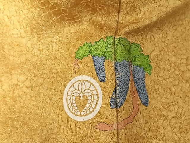 平和屋着物●久保田一竹 幻の辻が花 色無地 草花地紋 芥子色 金通し地 さが美扱い 正絹 逸品 AAAT3136np
