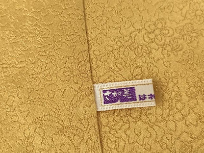 平和屋着物●久保田一竹 幻の辻が花 色無地 草花地紋 芥子色 金通し地 さが美扱い 正絹 逸品 AAAT3136np